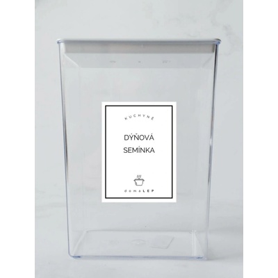 DomaLEP DÝŇOVÁ SEMÍNKA bílá samolepka na dózu základní písmo 6 x 8 cm