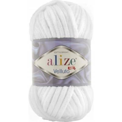 Priadza Alize Velluto - 55 BIELA - 68 m/100 g 100 % Mikropolyester