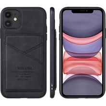 Púzdro Taokkim ochranné z PU kože s kapsou v retro štéle iPhone 11 Pro - čierne