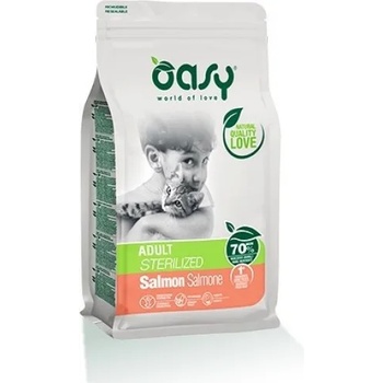 Oasy Cat Adult Sterilized Salmon - пълноценна храна за кастрирани котки над 12 месеца, от всички породи, със Сьомга, БЕЗ ЗЪРНО, 7, 5 кг - Италия