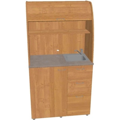 OFFICE PRO HOBIS kuchyň s dřezem, baterií a lednicí, pravá - KU 3 3 P, olše