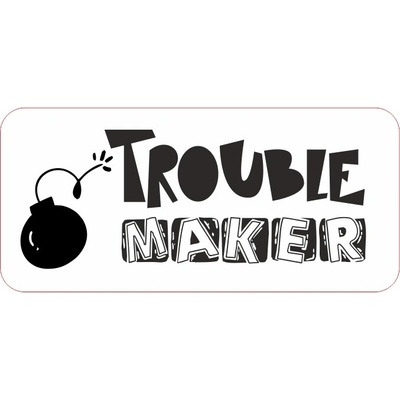 Štítok - Trouble maker Materiál/farba: Gaštanová koženka