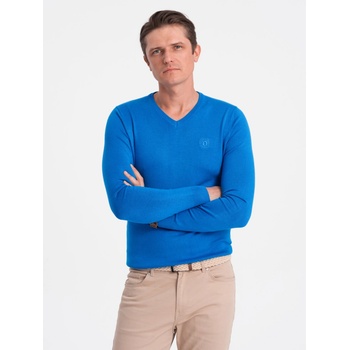 Ombre Clothing klasický pánsky sveter Launcebuz modrá