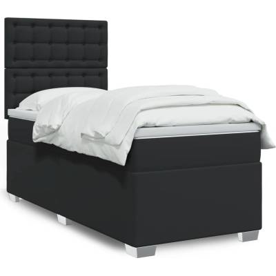 Petrashop 3290708 Boxspring postel s matrací černá umělá kůže Černý