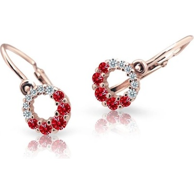 Danfil detské náušnice C2154 zo ružového zlata ruby dark brizura