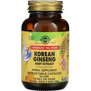 Solgar Хранителна добавка Корейски Жен-шен , Solgar Korean Ginseng Root Extract 60 Veg. Caps