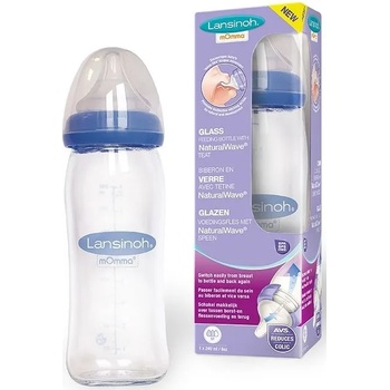 Image 1 of Lansinoh Стъклено шише с биберон Lansinoh - NaturalWave, 240 ml (m-77250)