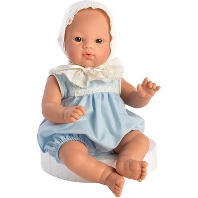 Asi bábätko Koke 36cm v modrom overale s čapicou