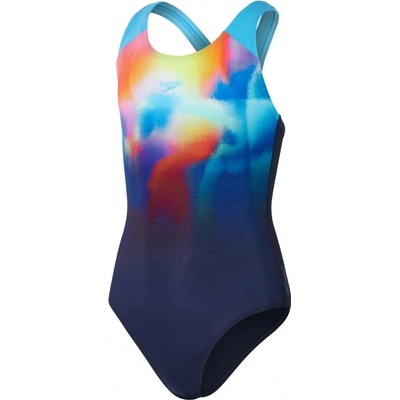 Speedo Digi Placement Splashback Girls True Navy