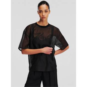 KARL LAGERFELD ORGANZA T-SHIRT černá