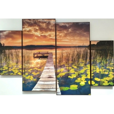 Bondecor 4 dílná sada obrazů "Molo na vodě" - 100x70cm