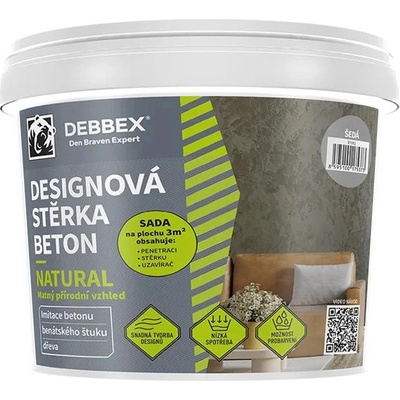 DEN BRAVEN Designová stěrka BETON NATURAL šedá sada 5kg