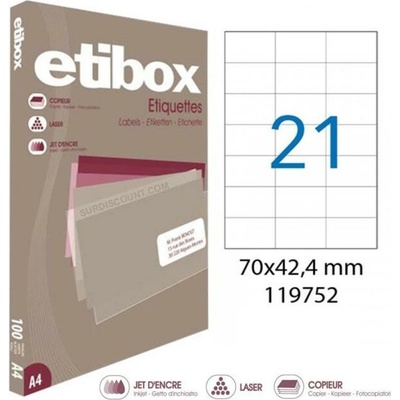 Etikety univerzálne 70x42,4mm Etibox A4 100 hárkov AG119752