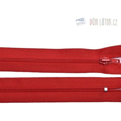 Zips špirálový 3mm nedeliteľný 40cm červená
