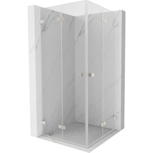 Mexen Lunar-F Duo сгъваема душ кабина 85 x 85 см, прозрачен, матиран никел - 836-085L-085P-97-00 (836-085L-085P-97-00)