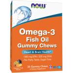 NOW Omega-3 Fish Oil Gummy Chews [36 Дъвчащи таблетки] Маракуя