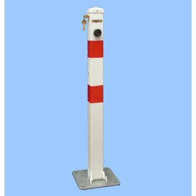 Parkovací sloupek BASIC – ocel, bílo-červená, 800 mm, sklopný, zámek FAB