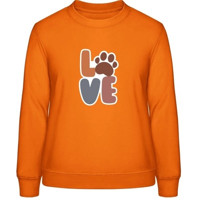 AWDis Sweat mikina Nápis LOVE s labkou Orange Crush