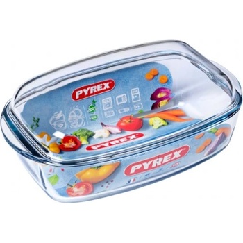 Pyrex Тенджера с капак Pyrex Essential Sleeve правоъгълна с дръжки, 6.5 л, 37 x 22 x 15 см (012346)