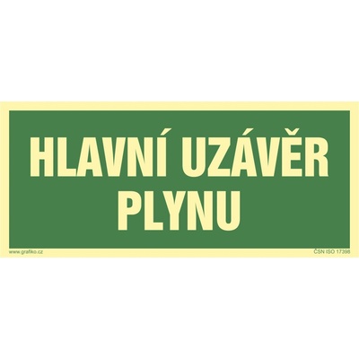 Grafiko | Hlavní uzávěr plynu - fotoluminiscenční - Materiál Plast, Rozměr 400x200mm