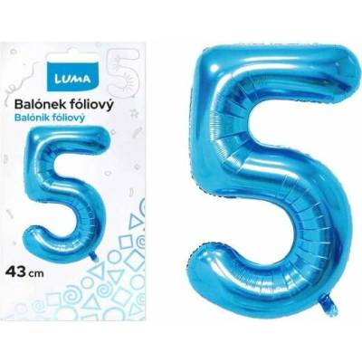 LUMA Balónek foliový č.5 MODRÝ 43 cm