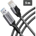 AXAGON ADE-AM50 USB-A Gigabit Ethernet адаптер с вграден мрежов кабел CAT6 RJ-45, 5 м, черен (ADE-AM50)
