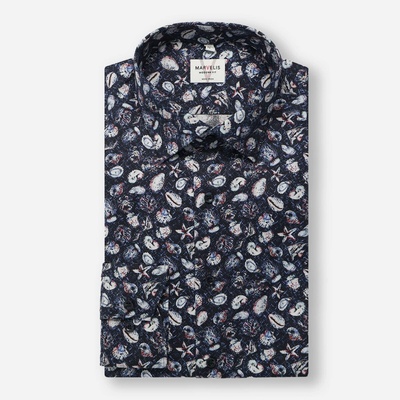 Marvelis Modern Fit pánská košel'a Non-iron modrá s potlačou