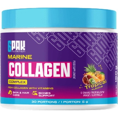 6PAK Nutrition Marine Collagen Complex | with Hyaluronic Acid & Biotin [150 грама] Тропически Плодове
