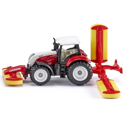 Siku Farmer traktor Steyr s kosačkami Pöttinger – kovový model