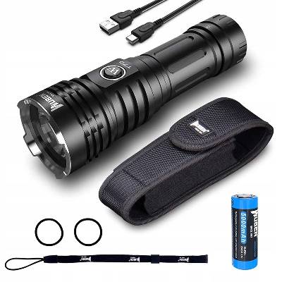 LED taktická baterka 10 000 lúmenových batérií (Wuben T70 4200 lumens taktické baterka LED USB C)