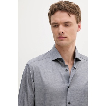 Eton Памучна риза Eton в сиво с кройка по тялото с италианска яка 100013016 (100013016)