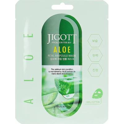 Jigott Aloe Real Ampoule Mask - Маска за лице с екстракт от алое 1бр. /27мл