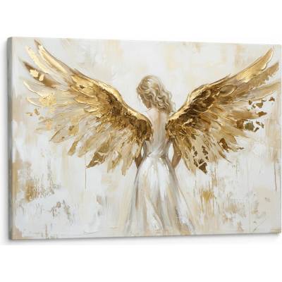 ARTMIE Obraz anjela s krídlami na plátne – s ručne maľovanými detailmi - 90x60 cm