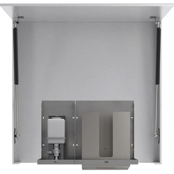 NOFER ESSENTIA zrcadlová skříňka 800 mm s automatickým dávkovačem mýdla a zásobníkem na papírové ručníky