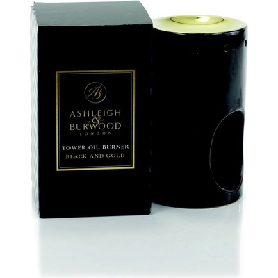 Ashleigh & Burwood Aroma lampa TOWER na vonný olej černo-zlatá glazovaná keramika