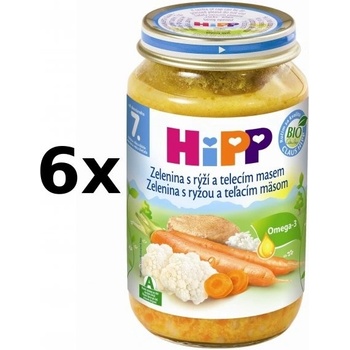 HiPP Zelenina s ryžou a teľacím mäsom 6 x 220 g
