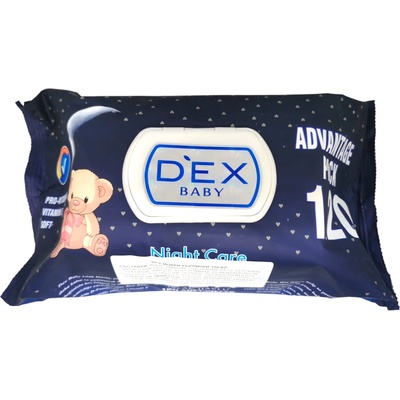 DEX бебешки мокри кърпи, 120 броя, 530гр, Night Care