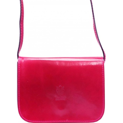 Kožená malá dámská crossbody kabelka fuchsiová růžová