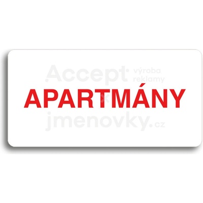 ACCEPT Piktogram APARTMÁNY - bílá tabulka - barevný tisk bez rámečku