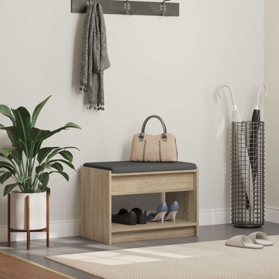 vidaXL Пейка за коридор с възглавница Сонома дъб 63 x 38 x 45 см (891570)