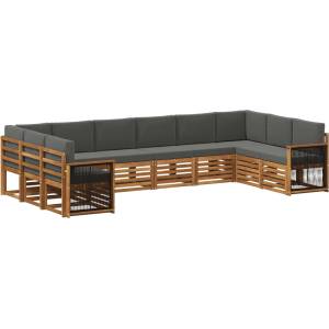 vidaXL Комплект дивани за открито 7 бр. Натурален и Антрацит (3384893)