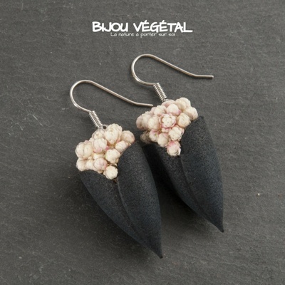 Živé šperky - Náušnice Tulipán černé s trvalými bílými kvšty