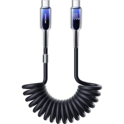 Joyroom S-A43 Crystal-Clear Series 60W USB-C - USB-C spirálový 1,5m černý