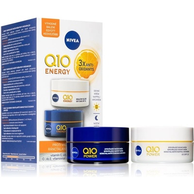 Nivea Q10 Q10 Energy energizující denní krém proti vráskám 50 ml + Q10 Energy energizující noční krém proti vráskám 50 ml dárková sada