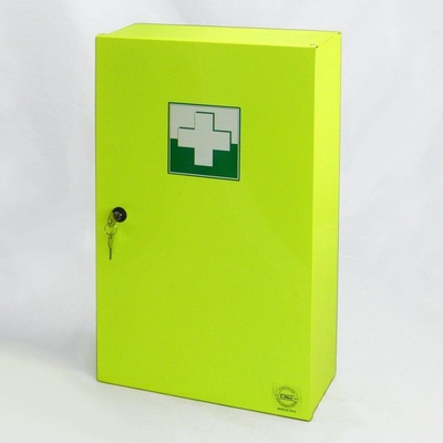 VMBal kovová lékarnička Fluo s náplní Popáleniny žluté barvy 505 x 300 x 120 mm 6405