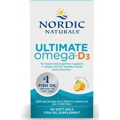 Nordic Naturals - Ultimate Omega-D3, 1280 mg citrón 120 softgel kapslí