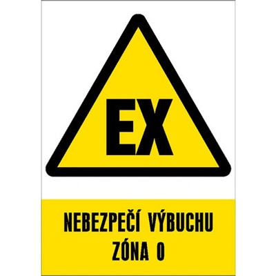 Značka Nebezpečí výbuchu – Zóna 0, samolepicí fólie, 210 × 297 mm BZ FE359