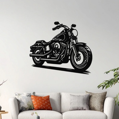 dřevo života Dřevěný obraz motorky Harley Davidson Rozměry (cm): 60x50, Zvolte barvu dekoru: Černá