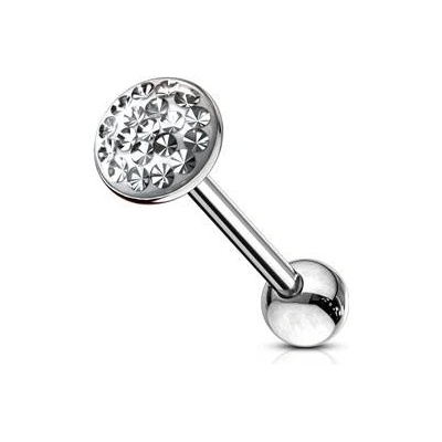 Šperky4U piercing do jazyka osázený zirkony PJ01058-C