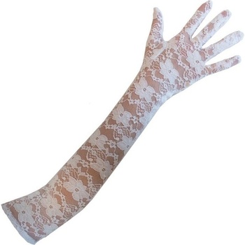 Krajkové dlouhé rukavice bílé 45cm